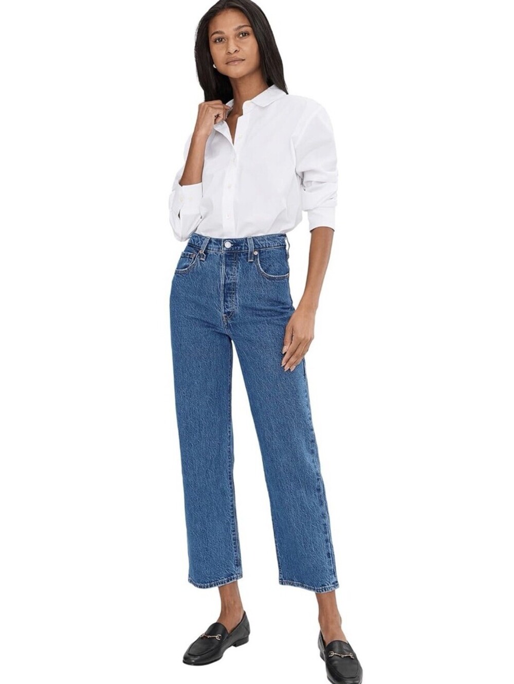 Levi's Premium Button Fly Ribcage Straight Ankle Jeans Women’s Size 27 Jazz Pop